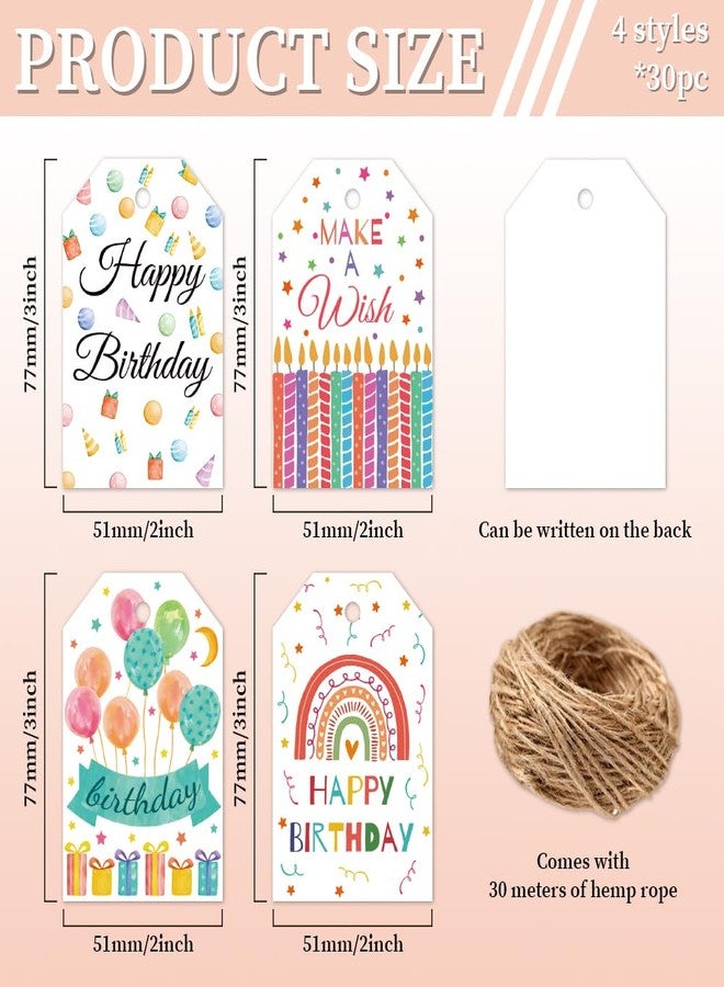 تشجكرافت CHGCRAFT ١٢٠ قطعة من بطاقات هدايا عيد ميلاد سعيد، بطاقات هدايا على شكل شموع وبالونات مع خيط، ٣×٢ بوصة، بطاقات ورقية للاحتفال، ملصقات هدايا بألوان الباستيل، بطاقات هدايا عيد ميلاد للهدايا ودعوات الحفلات وبطاقات التهنئة - Image 2